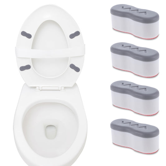 4Pcs Toilet Seat Lifter Bidet Height-Increasing Pads Toilet Lid Rubber Bumpers with 2 Heights Adjustment Grey & Clear Self Adhesive Universal Bidet Bumpers Replacement Bumpers for Toilet Seat