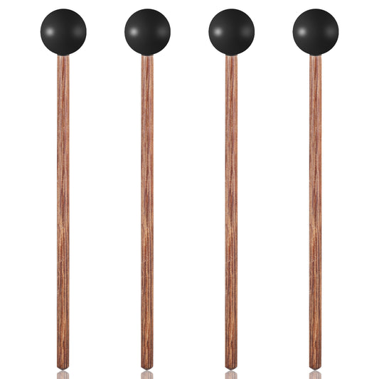 4 Pcs Steel Tongue Drum Mallets, Xylophone Mallets, Glockenspiel Mallets, 6.5in Rubber Percussion Mallets, Children's Rubber Drumsticks, Wooden Percussion Mallets, Percussion Sticks