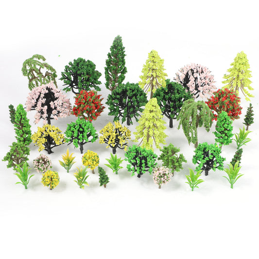 32PCS Mixed Miniature Trees Mixed Model Colourful Trees Railroad Scenery Diorama Tree Diorama Supplies Fake Plants Landscape Green Mini Tree for Building DIY Crafts Topper Scenery , 1.3-4.33 Inch