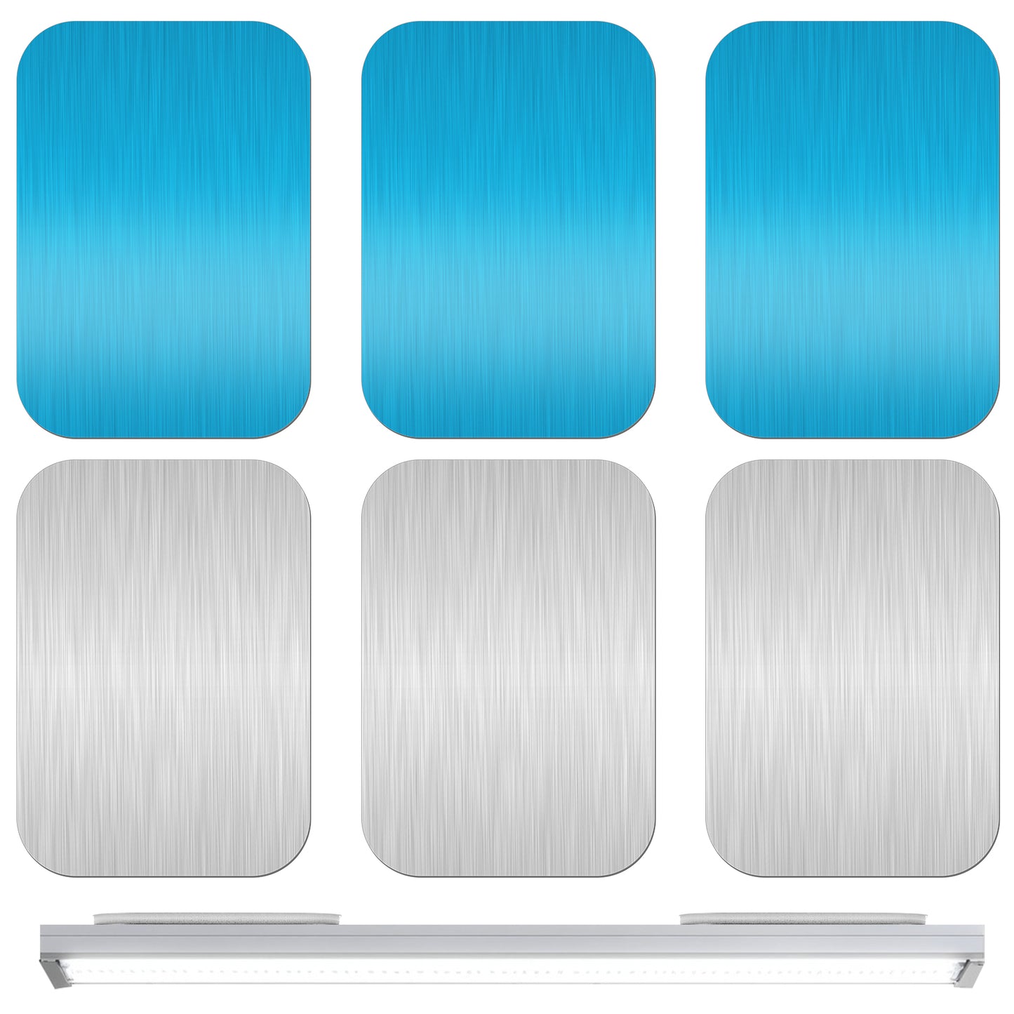 Hariendny 6 Pack Under Cabinet Light Magnetic Strips with Adhesive Backing 6.5x4.5cm Metal Adhesive Strips Magnetic Light Strip Sticky Metal Plates for Wood Metals Plastic Surfaces