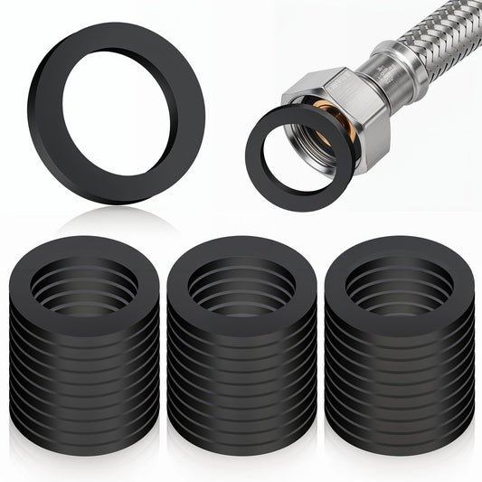 30 Pack Rubber Washers Shower Hose Washers Shower Head Washer Black Flat Rubber Washer for Hose Connecting Faucets Showers Head