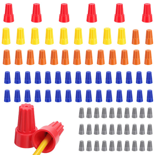 90 Pcs Wire Nuts Wire Caps, Electrical Wires Connectors Spring Twist Nuts Caps Screw Terminals and Cable Connectors for 10-22 AWG Gauge Colorful Twist Nut for Quick Connection