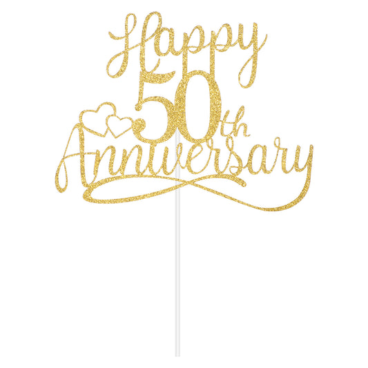 Gold Glitter Happy 50th Anniversary Cake Toppers Wedding Anniversary Party Decorations 50th Wedding Anniversary Wedding Anniversary Party Decoration Ideas Birthday Party Decorations