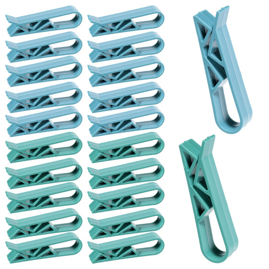 20Pcs Plastic Trash Bag Clips Anti-Slip Trash Can Clips Garbage Bag Storage Fix Clip for Family Kitchen Hotel Restaurant Garbage Bins (Blue and Green)