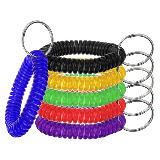 Wrist Coil Keychain, 6 Color Wrist Keychain Bracelet Key Ring Bracelet Spring Spiral Wrist Coil Key Chain Bracelet Simple Key Bracelet Wristlet Wrist Key Holder Coil Bracelets for Gym Sauna Pool