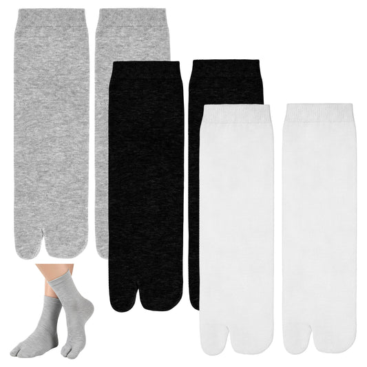 Qulkws 3 Pairs Women Split Two Toe Socks Tabi Socks Japanese Tabi Flip Flops Sandal Sock Elastic Flip Flop Sock Ruffle Frilly Sports Casual for Men Women Unisex