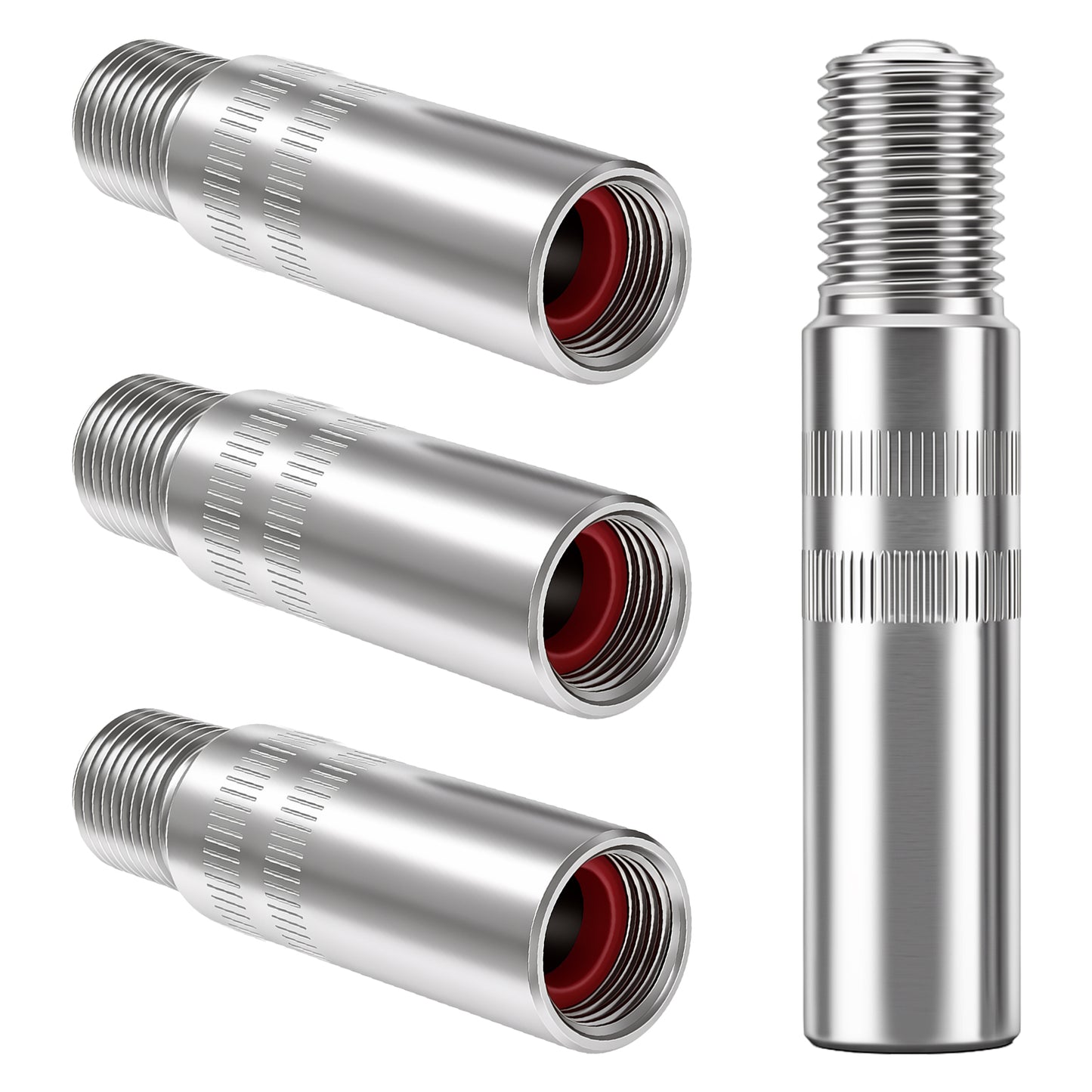 Tire Valve Extension, 4PCS Valve Stem Extenders 39mm Brass Tire-Valve Extender Adapter Tire Stem Extension Wheel Tires Cap Extender Adapter for Car Motorcycle Truck, Silver