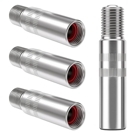 Tire Valve Extension, 4PCS Valve Stem Extenders 39mm Brass Tire-Valve Extender Adapter Tire Stem Extension Wheel Tires Cap Extender Adapter for Car Motorcycle Truck, Silver
