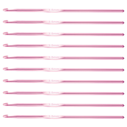 Aluminum Crochet Hook US Size 3.5mm Crochet Hook Knitting Needles for DIY Yarn Craft Contribute to Beginners 10Pcs Pink