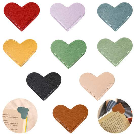 Leather Heart Bookmark,9 Pcs Corner Page Marks for Women Book Accessories Cute Handmade Book Reading Gift for Book Lovers