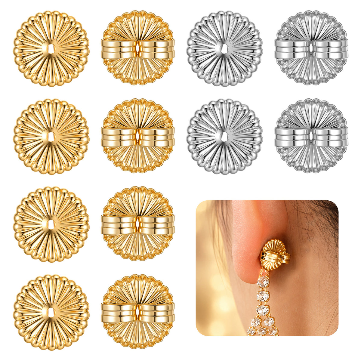 12 Pcs Earring Backs for Droopy Ears Earring Backs Lifters