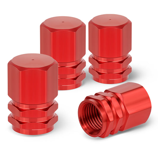 4 Pcs Aluminum Tire Stem Valve Caps Red Tire Valve Caps Wheel Valve Covers Hexagon Design Aluminum Valve Stem Covers Tire Nozzle Caps Tire Cap Cover Accessories Universal for Cars, Trucks, Motorcycles