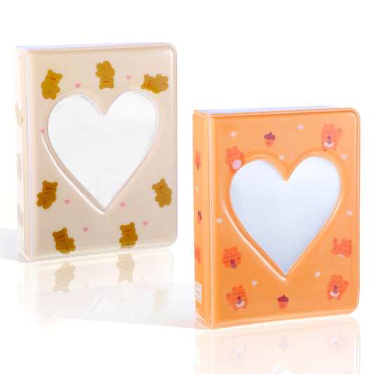 2 PCS Photocard Binder Album, 3.2 Inch Mini Photo Album with 36 Pockets, Love Heart Hollow Photo Card Binder Book Holder for Photos Idol Photocards
