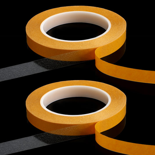 2Roll 15mmx50m Ultra Thin Clear Double Sided Tape, Two Sides Sticky Tape with Transparent Adhesive Heavy Duty Two Sides Strong Stick Mounting Adhesive Tapes for Fix Wall Decor Cat Training Arts Crafts