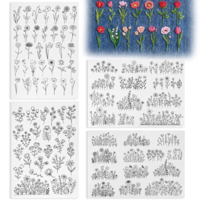 4 Sheets Water Soluble Embroidery Patterns, Stick and Stitch Embroidery Paper Dissolvable Embroiderys Patterns Stabilizers Re-Printed Pattern Design Stencils Transfers for Embroiderys Hand Sewing Love