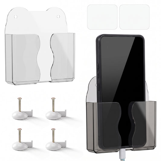 Xthrotsenk 2 Pcs Wall Mounted Phone Holder, Clear Phone Stand Self Adhesive