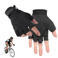 QfwdfcTrenz Black Fingerless Gloves Tactical & Biking Glove for Men Women Workout Gloves Color Guard Glove Anti-Slip for Airsoft Fishing Fitness Cycling Motorcycle