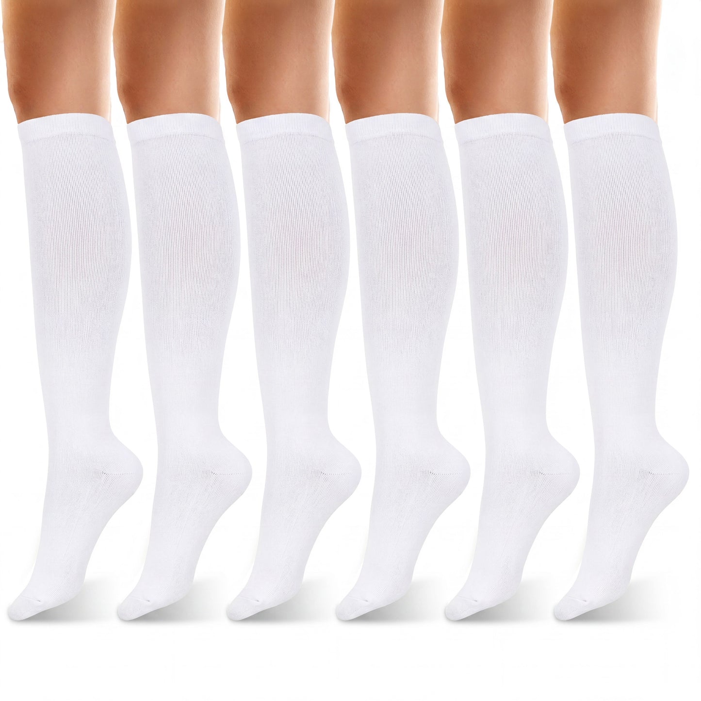 Zelphvt 3 Pairs Knee High Socks, Women's Knee High Socks, White