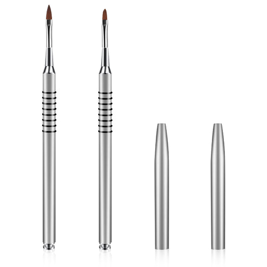2Pcs 3d Nail Brushes for Acrylic Nails Flower Brush 3d Nail Art Brushes Size 2 Kolinsky Acrylic Brush for Nails Art Salon Painting Pen With Non-Slip Handle