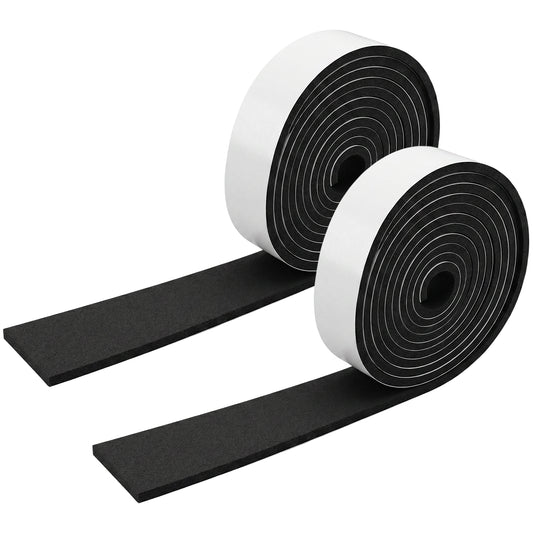 2 Rolls Adhesive Felt Strips, 60 Inch Felt Tape with Adhesive Backing Heavy Duty Thin Black Tape for Protecting Furniture and DIY 1 Inch Width