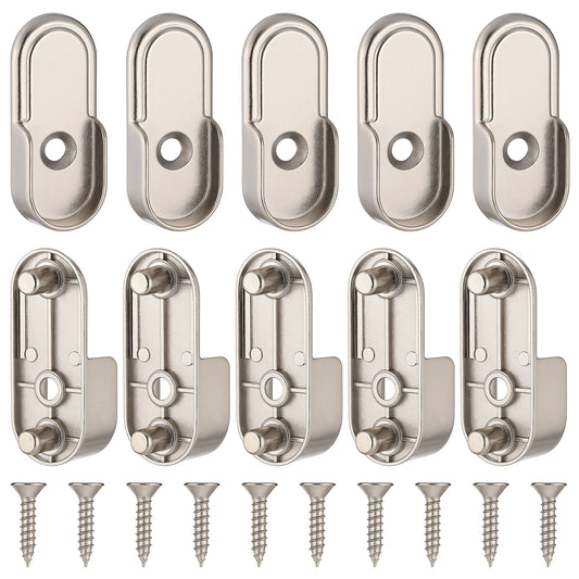 10 PCS Oval Wardrobe Rail Support, 15mm x 30mm Wardrobe Rail End Support Brackets Silver Closet Rod End Supports Wardrobes Metal Pole Holder Heavy Duty Closet Supports Bracket with 10 Pcs Screws