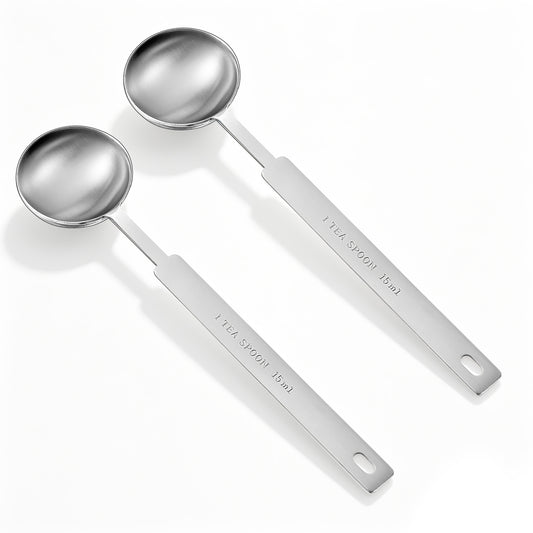 1 Tablespoon Scoop 15ml Long Handle Measuring Spoon Coffee Scoop for Ground Coffee Measure Spoons 1 Tbsp Scoops for Cooking Baking, Stainless Steel, Silver