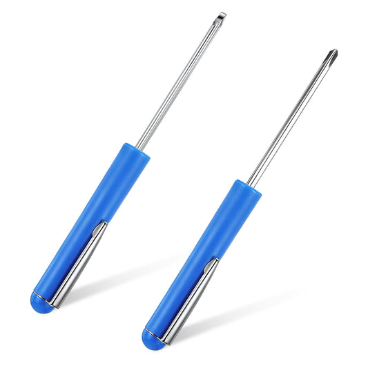 2 PCS Mini Pocket Screwdriver with Clip, 2 in 1 Magnetic Double-End Slotted and Phillips Screwdrivers Small Screw Driver Portable Small Flathead Screwdriver Mini Cross Head Screwdrivers for Mechanical
