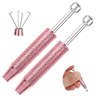 2 PCS Piercing Ball Grabber Tool Stainless Steel Piercing Tools for Changing Jewelry 4 Claw Pearl Gem Grabber Pick Up Tool for Jewelry Craft Small Parts Pickup