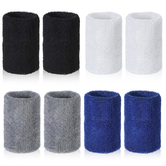 8 Pcs Sweat Band Wrist Bands for Sweat Sports Wristbands for Tennis Basketball Football Running Outdoor Sports