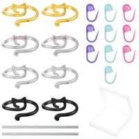 Exircy 8 Pcs Knitting Crochet Loop Ring, Adjustable Crochet Yarn Tension Ring with 10pcs Stitch Markers Yarn Rings for Finger Knitting Loop Accessories Tools
