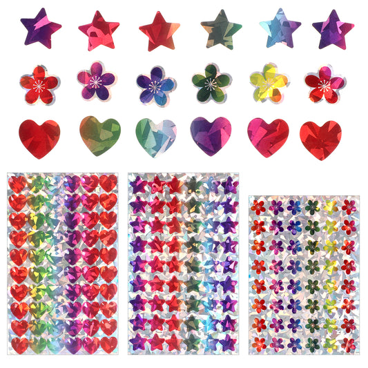 30 Sheets Small Sparkly Holographic Stickers, Holographic Stickers: Stars, Flowers and Hearts (0.6") Reward Sticker Glitter Sticker for School, Student and Teacher Supplies, Behavior Reward Charts,DIY