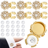 6PCS Rhinestone Detachable Button Covers for Women Blouses, Sewing Button Covers Decor for Women Blouses Crystal Decorative Clips Buttons Jewelry for Jeans Sewing DIY Craft Men(Gold)