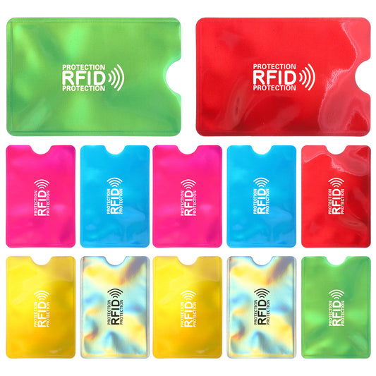 12Pcs RFID Blocking Sleeves Colorful Credit Card Protector Cover Travel Anti-Theft Credit Card Holder RFID Blocker Fits Bags & Purses, 3.5 x 2.4 inch