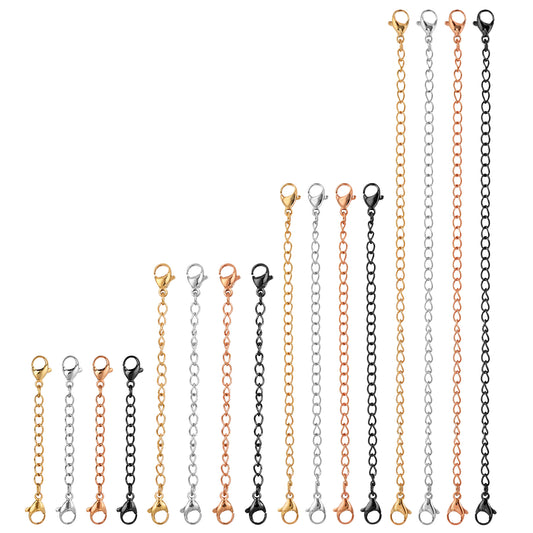 16Pcs Necklace Extenders for Women Jewelry Chain Necklace Extension Assorted Sizes Colors Stainless Steel Chain Extenders for Necklaces, Bracelet and Anklet Jewelry Making