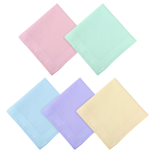 5 PCS Cotton Handkerchiefs Women, Candy Color Ladies Handkerchiefs Soft Ladies Hankies Solid Color Handkerchief for Women Pocket Square Towel for Women Tea Party, Gifting, Weddings, Home Decor