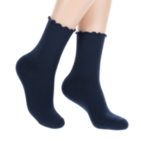 Gtziqa Blue Ruffle Socks Womens Sock School Uniform Dress Ankle Socks Cotton Turn-Cuff Frilly Crew Sock for Girls