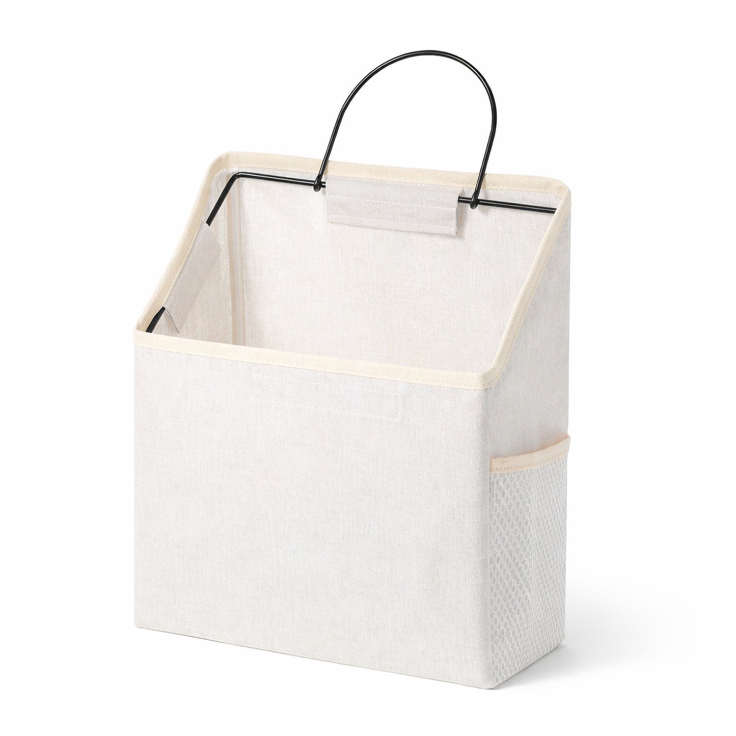 Trinkrittey Wall Hanging Storage Bag Cotton Linen Reusable Bag Organizer Hanging Storage Basket Over the Door for Kitchen Living Room Bderoom(White)
