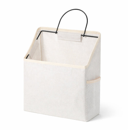 Trinkrittey Wall Hanging Storage Bag Cotton Linen Reusable Bag Organizer Hanging Storage Basket Over the Door for Kitchen Living Room Bderoom(White)