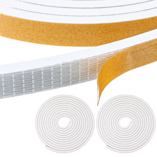 2 Rolls White Weather Stripping Door Seal Strip, 1/2in x 1/4in x 26ft Window Seal Strip Strong Adhesive Lightproof Weatherproof Soundproof Foam Tape for Sliding Door Windows