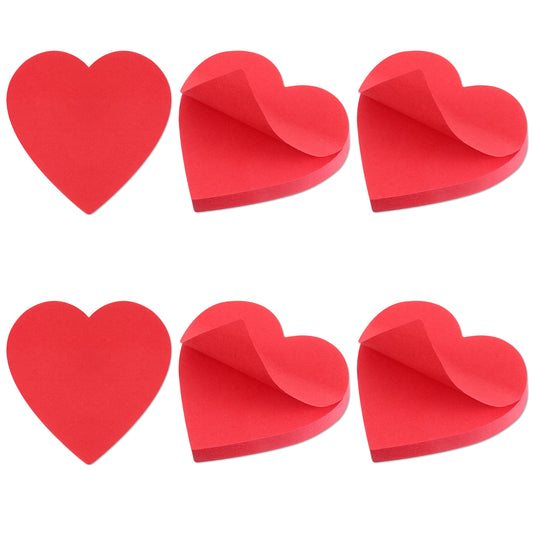 Heart Sticky Notes, 600 Sheets Cute Red Heart Shaped Sticky Notes Self Adhesive Small Sticky Notes Valentines Note Pads for School Office Supplies DIY Crafts