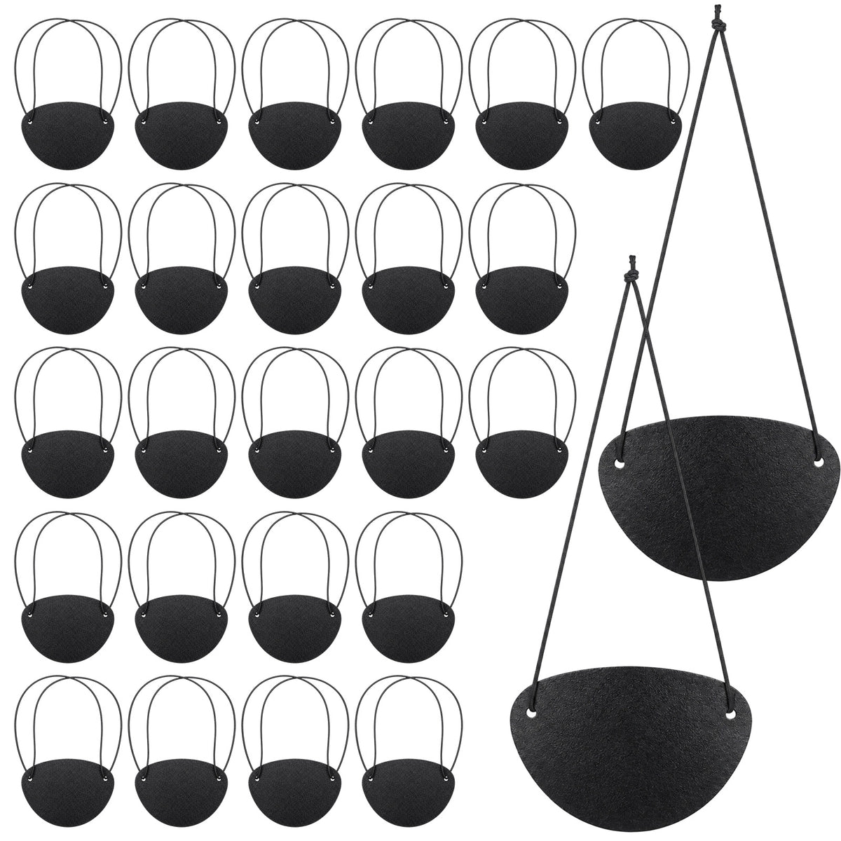 Pirate Eye Patch, 20 Pack Soft Black Felt Eyepatch with Elastic Band