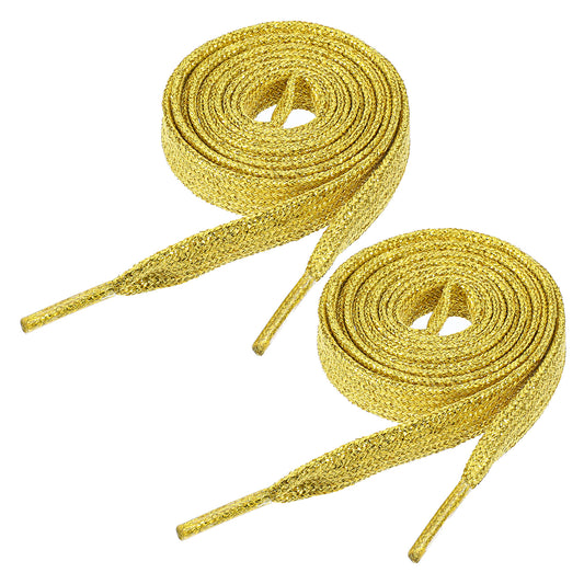 Gtziqa Gold Shoe Laces, Flat Bling Sequin Shoelaces for Sneakers Glitter Metallic Shoe Strings for Canvas Sports Shoes Sweatpants Hoodies
