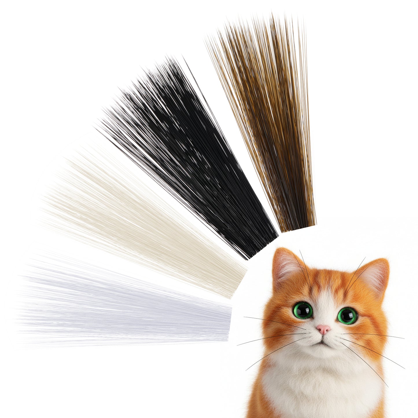 1200 PCS Simulated Animal Whiskers for Crafts, 3 Inches Plastic Cat Whiskers for Needle Felting, Stuffed Animals, Whisker Supplies, in White, Black, Brown