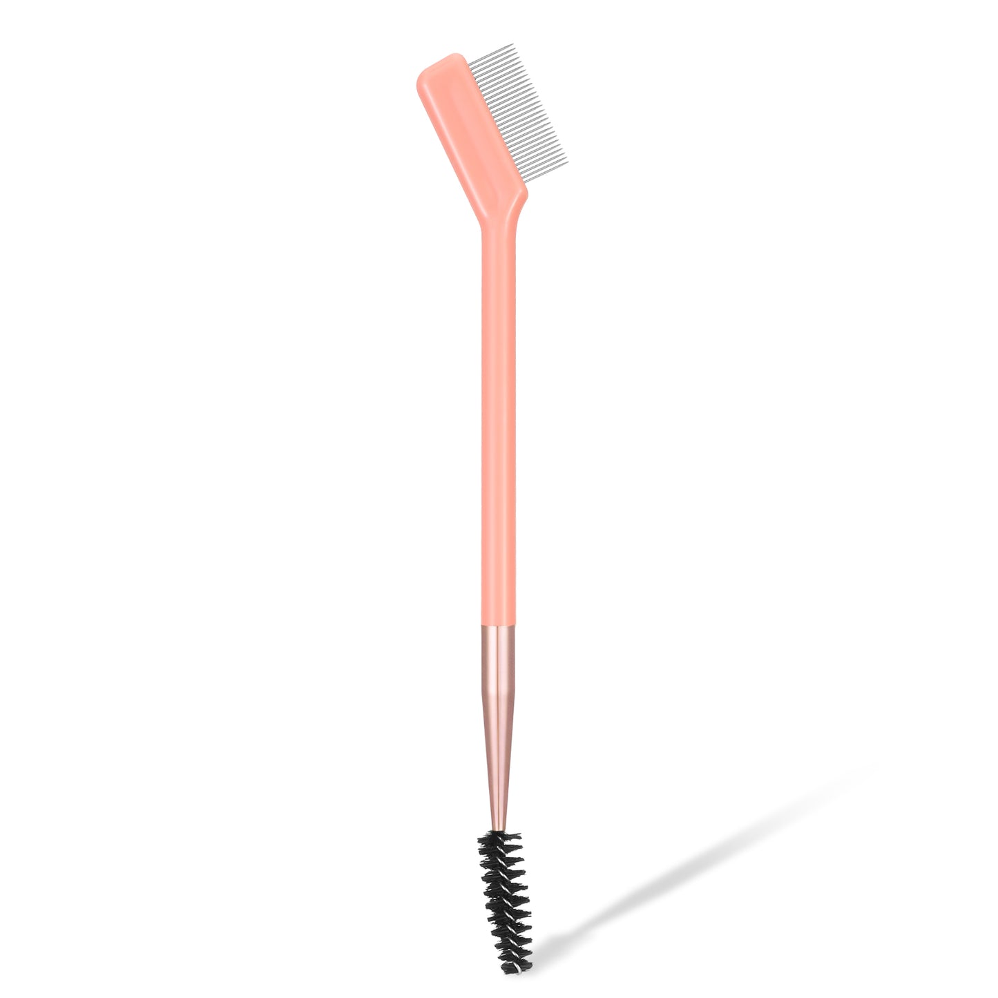 Dual-Ended Eyelash Comb and Eyebrow Brush, Professional Lash Separator Tool for Grooming, Portable Eyelash Brush for Travel, Home, and Salon Use, Removes Mascara Clumps and Defines Brows - Pink