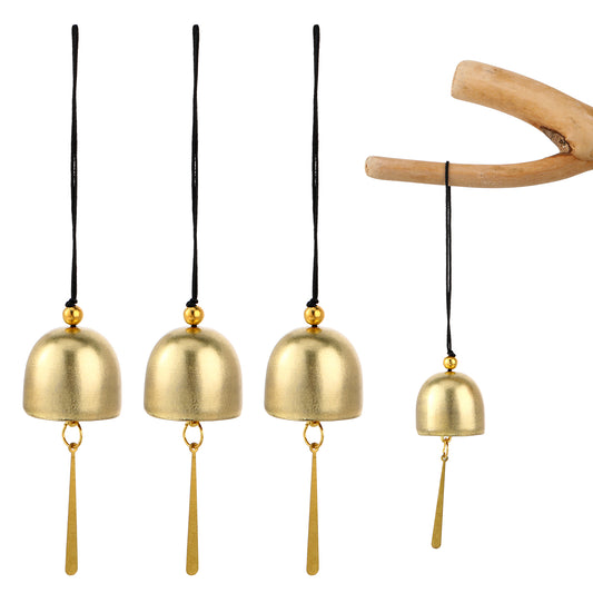 3 Pack Small Hanging Bells Gold Plated Decoration Bells for Door Knob, Camping Tent Bells Little Jingle Bells Shopkeepers Bell for Door Opening, Hanging Bell Pendent