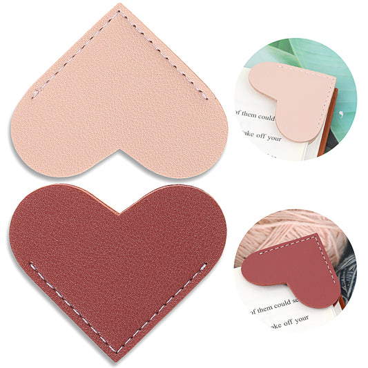 Vin beauty 2pcs Leather Heart Bookmark,Bookmarks for Women,Portable Book Marks Women Gift,Book Accessories for Reading Lover,Cute Handmade Book Reading Gift for Book Lovers