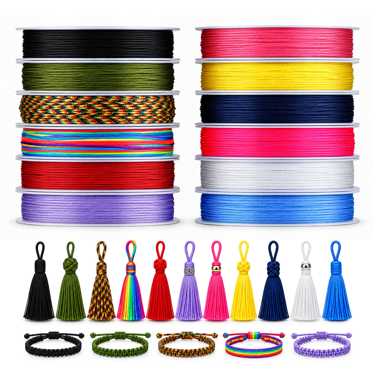 12 Rolls Nylon Cord, 0.8mm Bracelet String for Bracelet Making