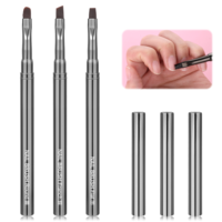 3PCS Nail Art Clean-Up Brushes Set, Flat,Oval,Fine Angled Gel Nail Brushes, Angled Round Flat Brush Acetone Resistant for Manicure Design DIY and Cleaning Polish Mistake on the Cuticles