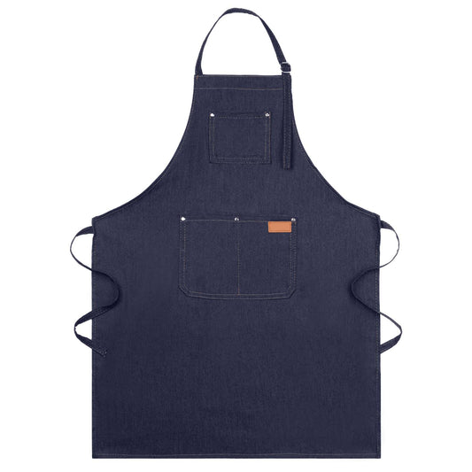 Hariendny Jean Apron Unisex Denim Apron with Pockets Kitchen Canvas Apron for Women, Work Apron Denim Navy Blue Apron Adjustable Denim Work Apron for Men Crafting Studio