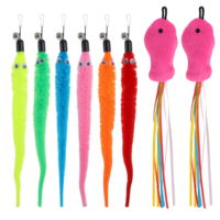 Xthrotsenk 8 PCS Cat Worm Toy Cat Toys for Indoor Cats Wand Toys Accessories Cats Fishing Pole Toy Accessories for Pet Play Exercise (Multicolor)